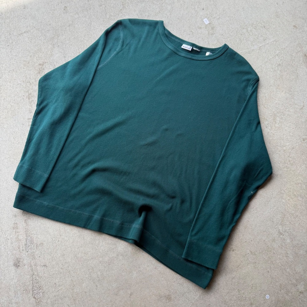 90s Womens North Crest Ribbed Thermal Long Sleeve Top Forest Green XL